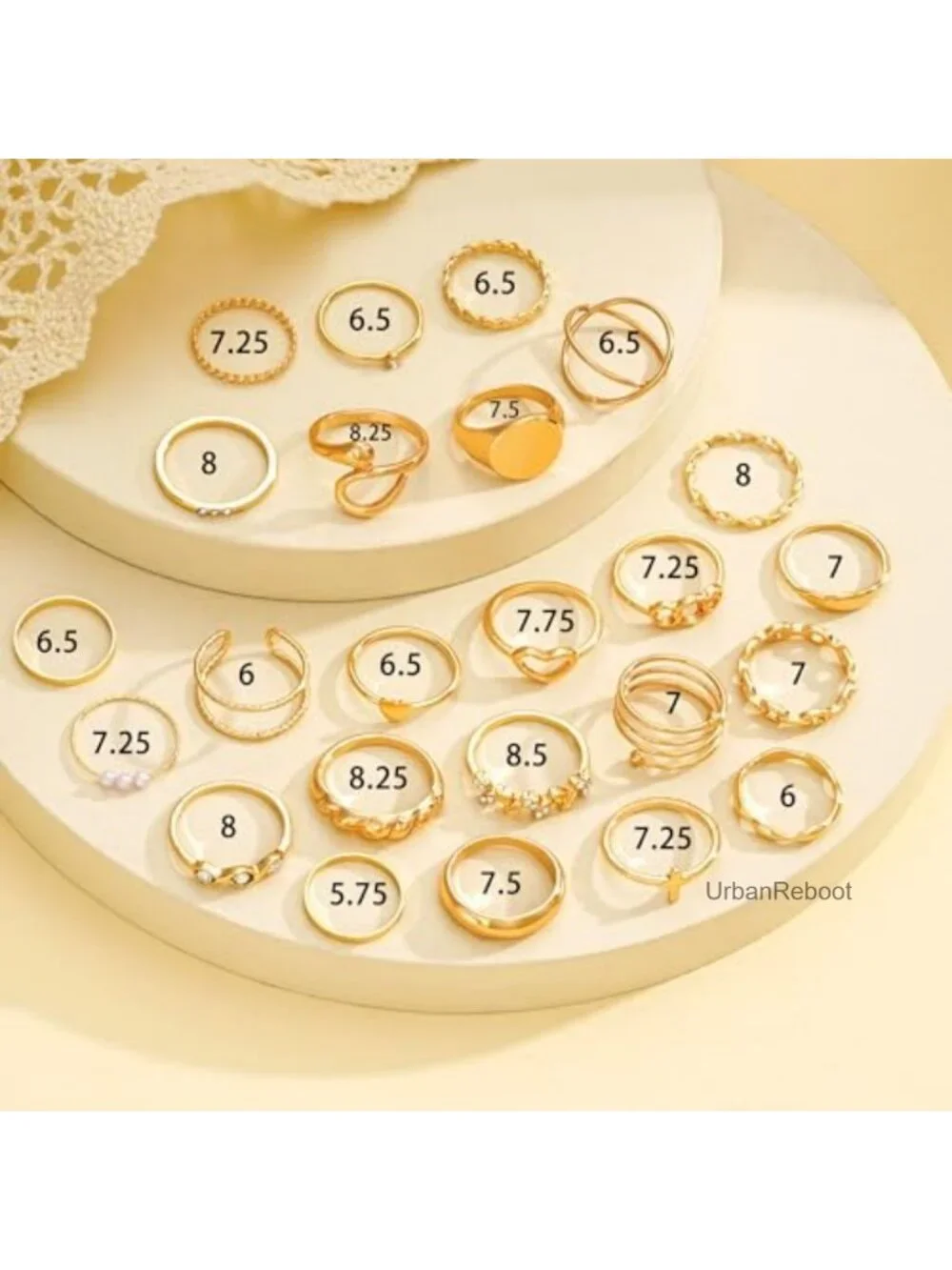Gold Stackable Rings for Women, 24-60 Pcs Knuckle Ring Set Dainty Chunky CZ